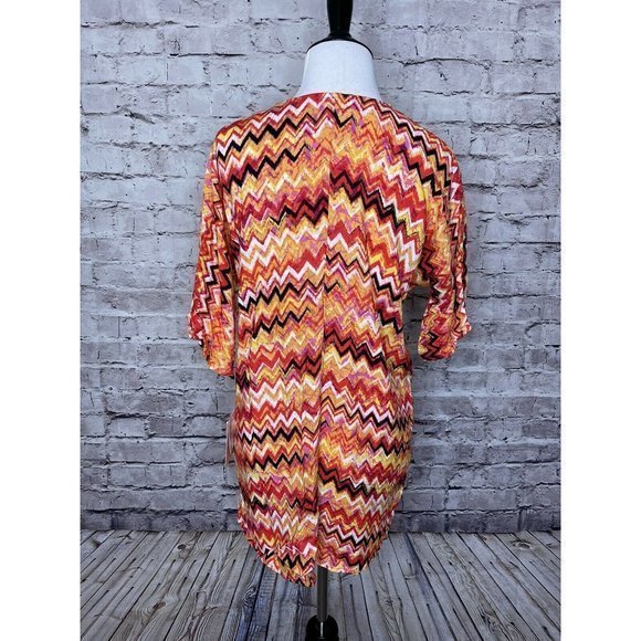 Girls LuLaRoe‎ Red Orange Chevron Striped Bianka - Picture 8 of 12